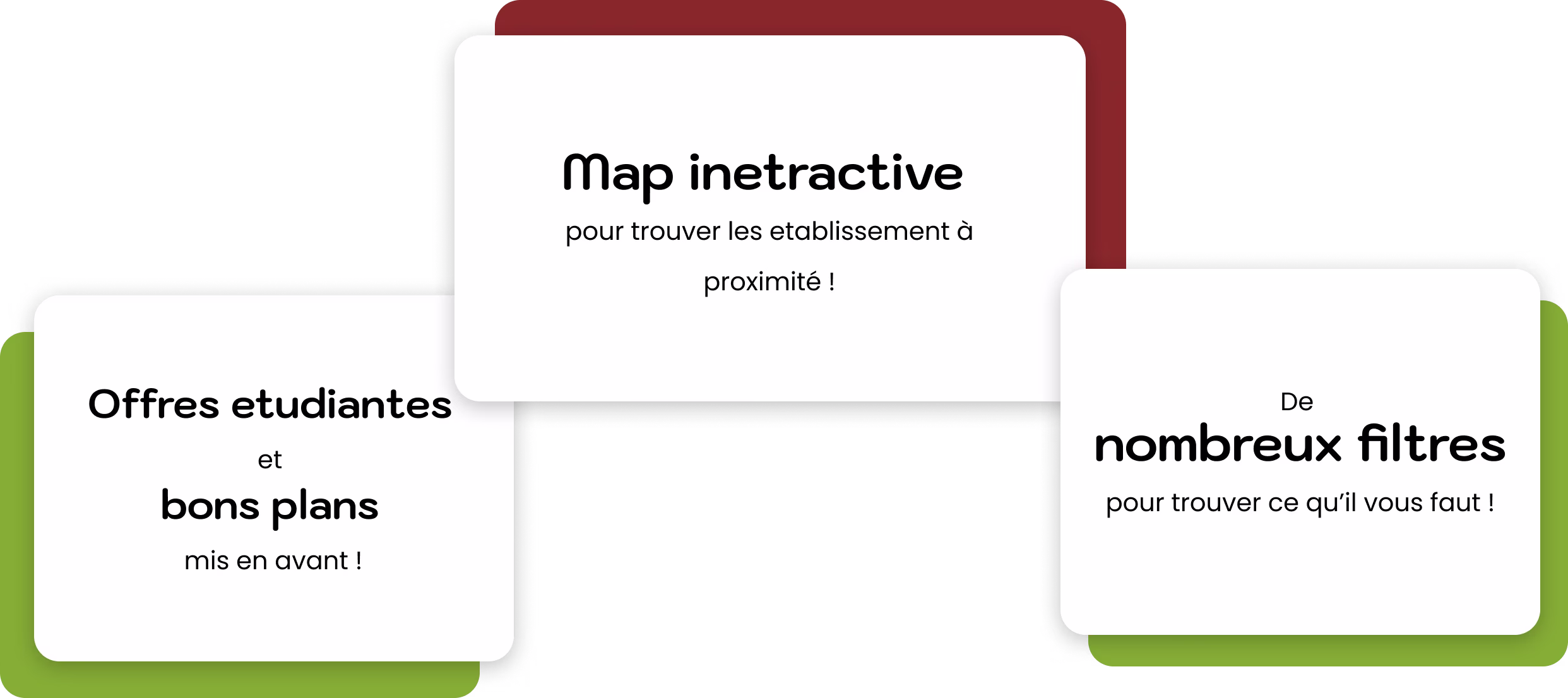 Map interactive, offres étudiantes et filtres